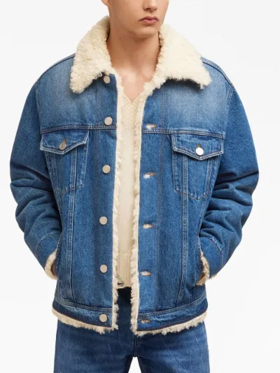 Shearling Lined Denim Jacket Ami Paris