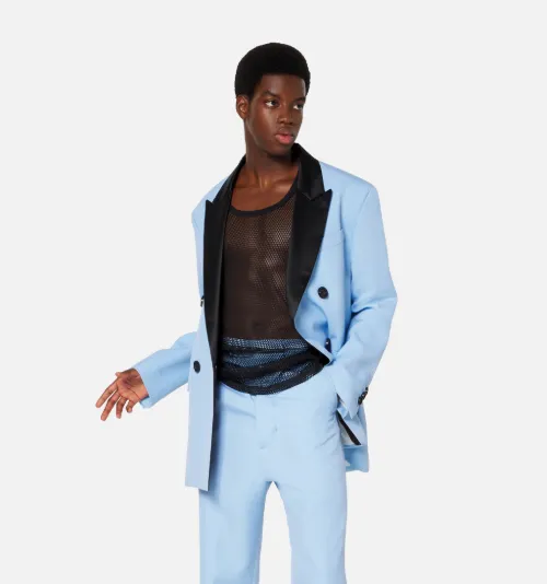 smoking jacket blue