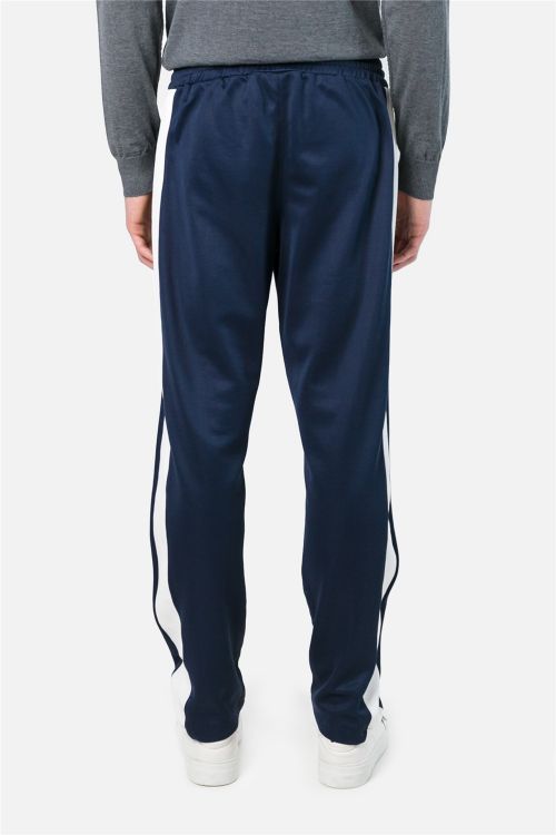 navy blue and white track pants