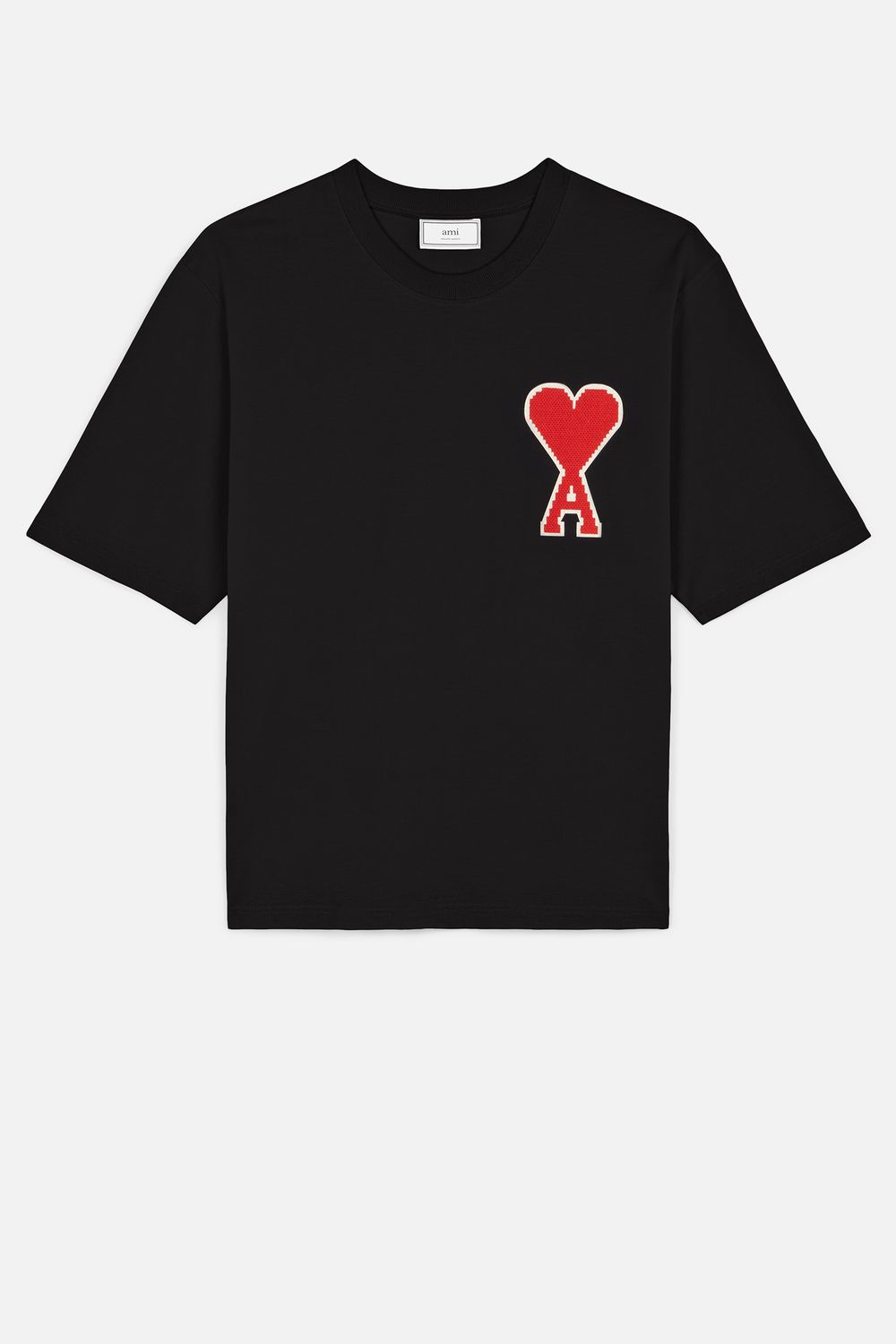 Black T-Shirt With Big Ami Coeur Patch