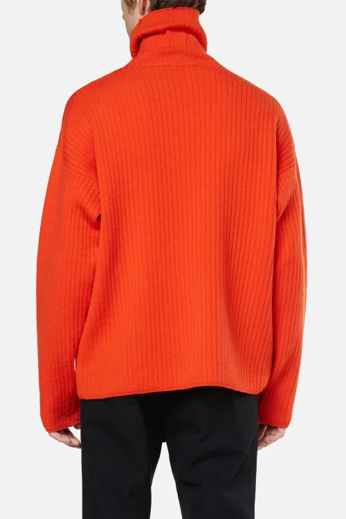 oversized orange turtleneck sweater