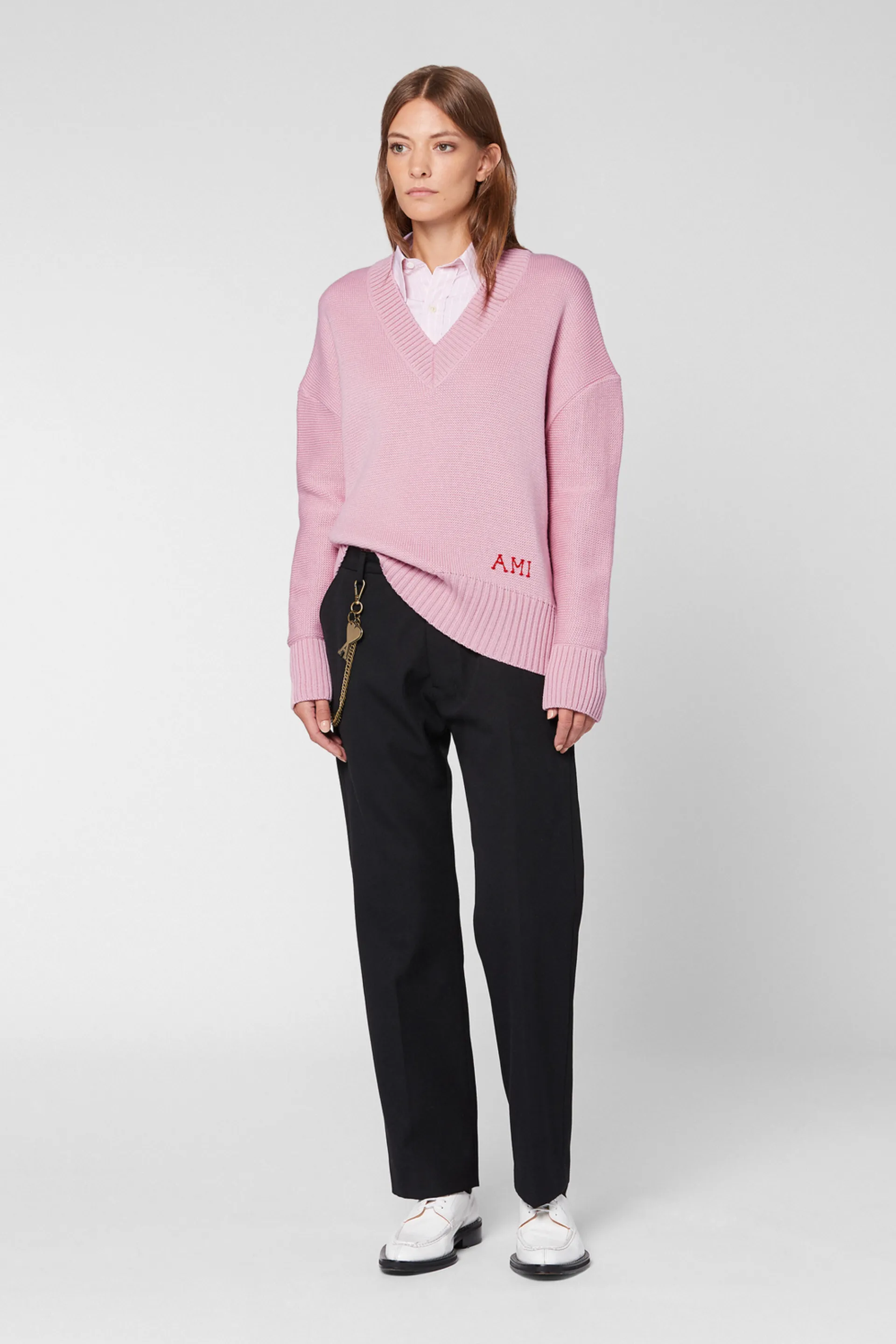 ami paris v领超大毛衣