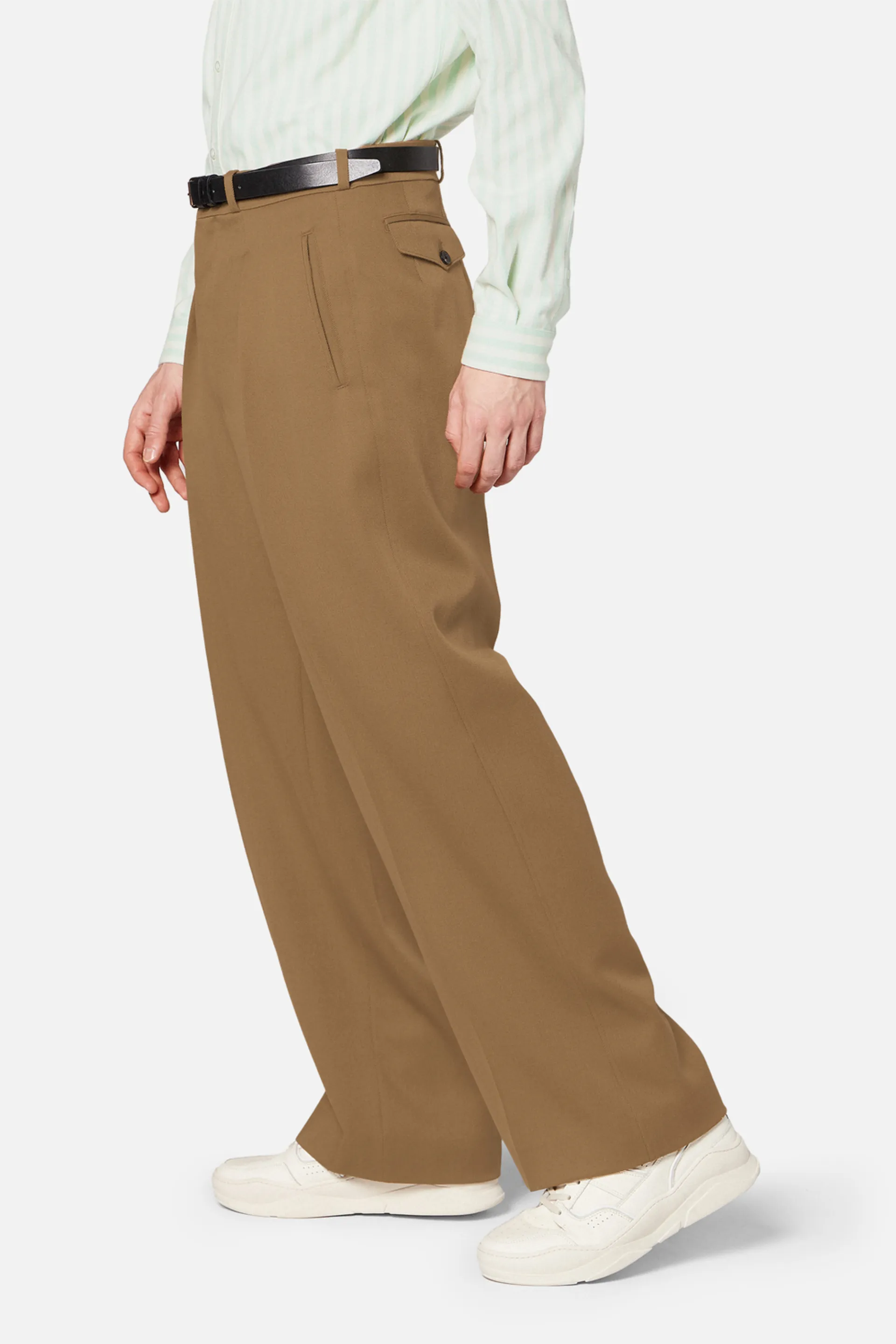 wide fit pleated trousers