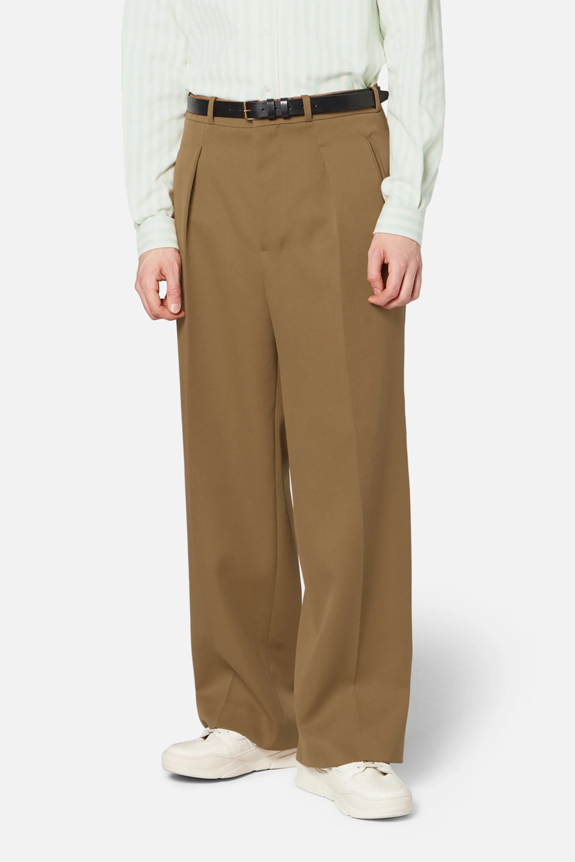 wide fit pleated trousers