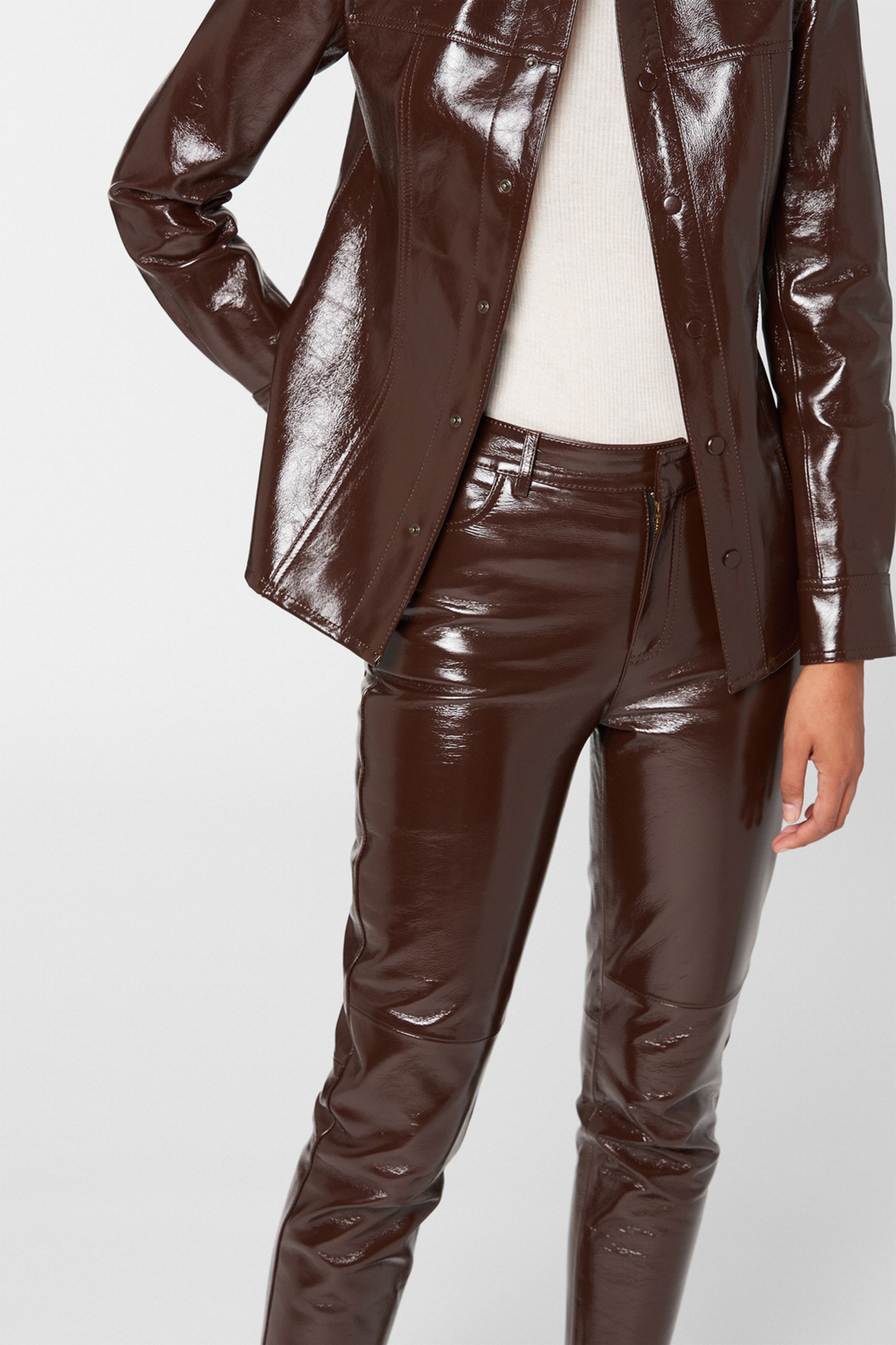 patent leather jeans