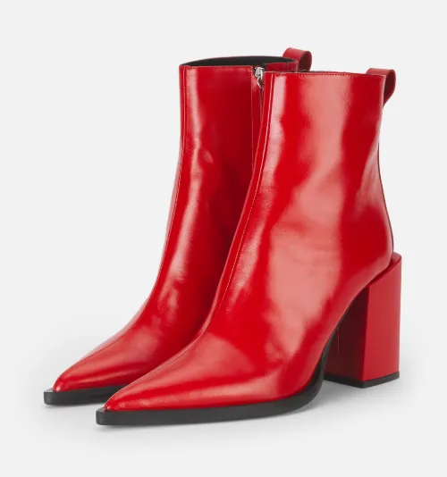 block heel red boots