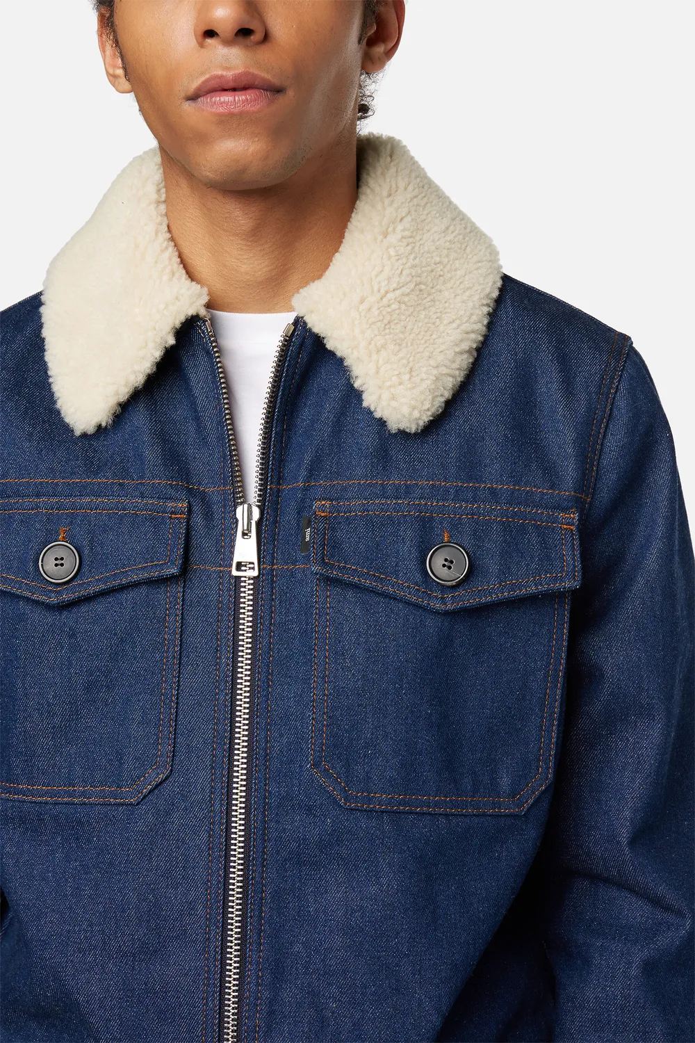 real shearling denim jacket