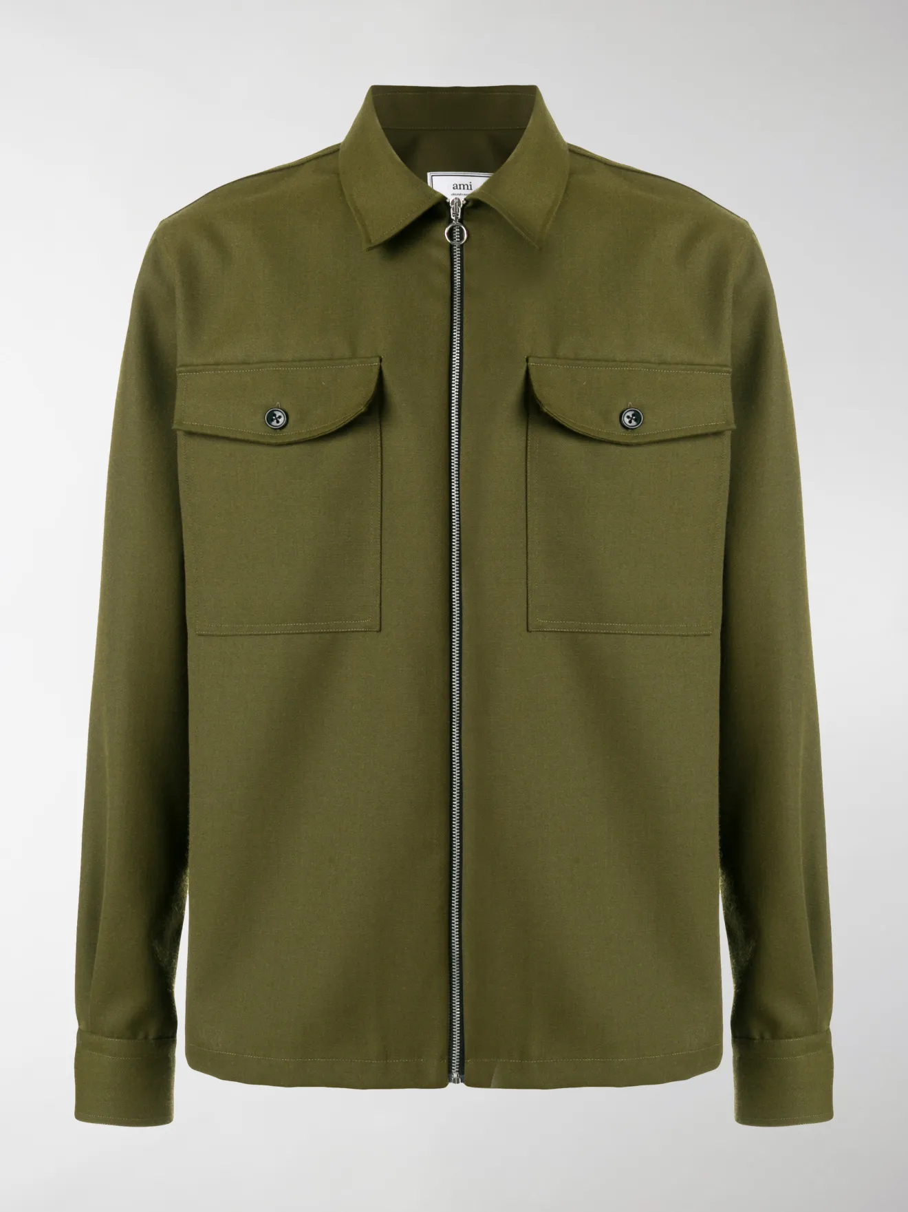 AMI Paris zipped overshirt green | MODES