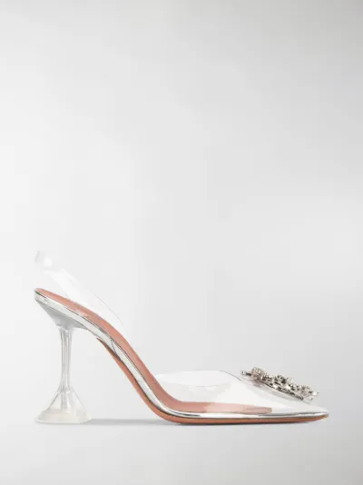 amina muaddi white slingback