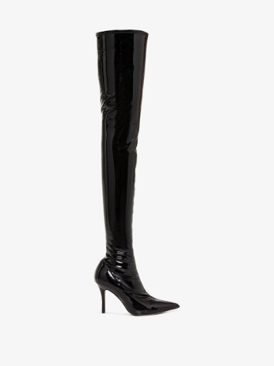 amina black leather boots