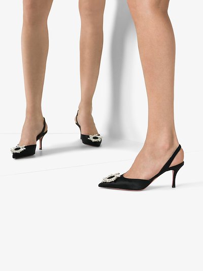 satin amina muaddi shoes