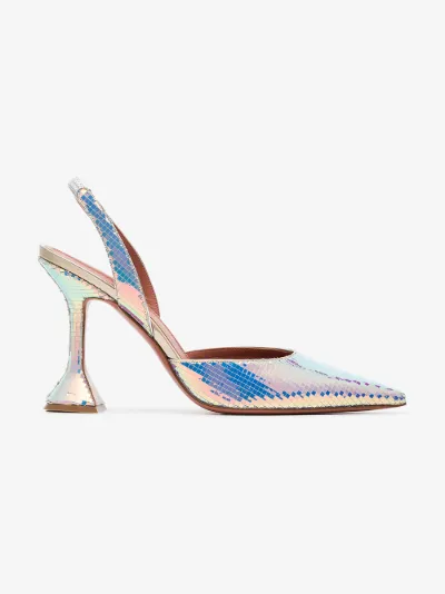 amina muaddi holli metallic slingback pumps