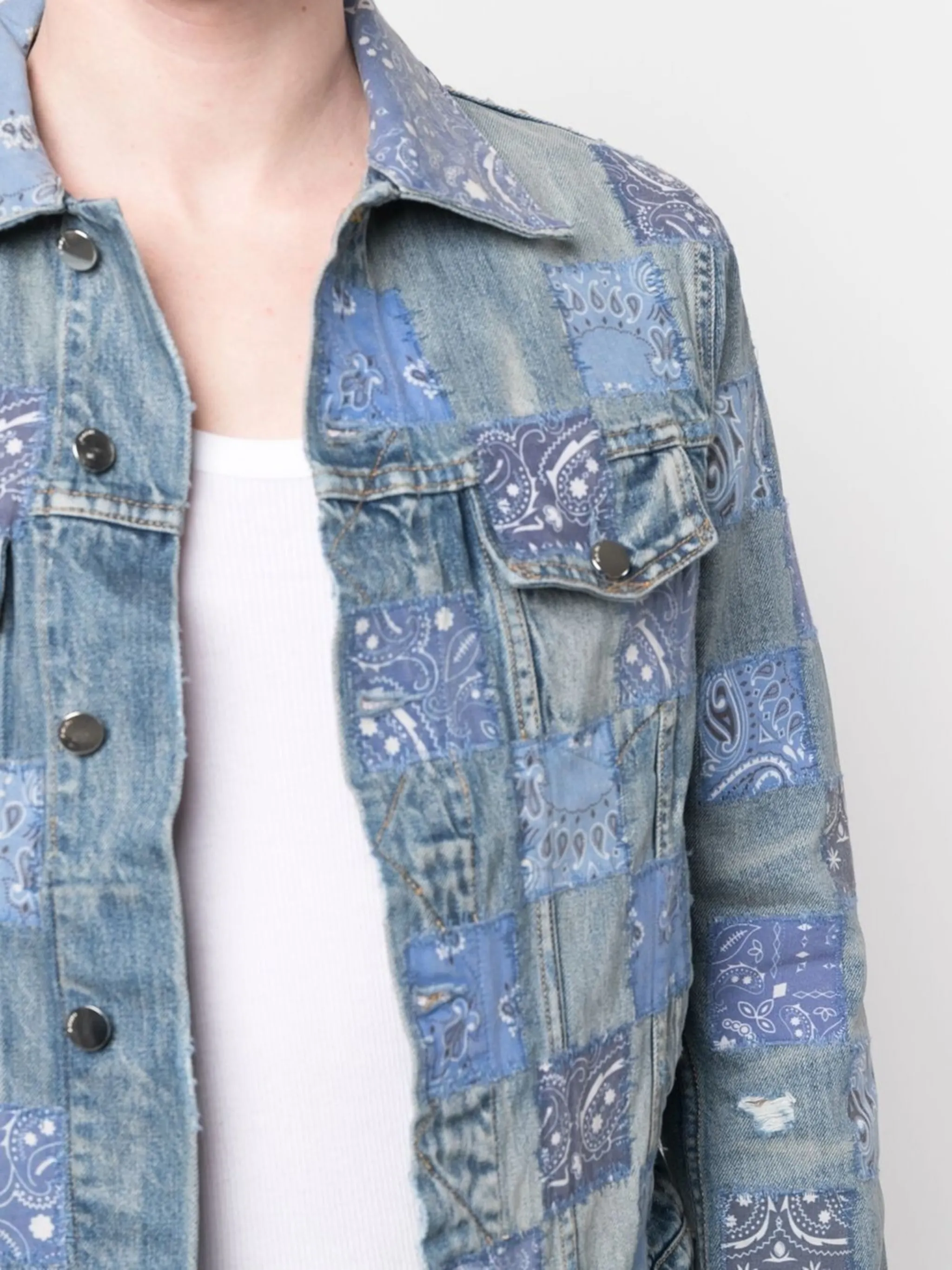 bandanapatchwork denim jacket AMIRI