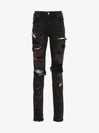 black amiri paint splatter jeans