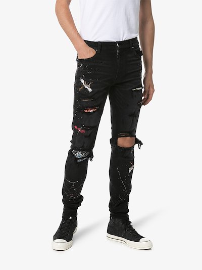 amiri jeans with patches