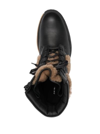 fur-panelled lace-up combat boots, AMIRI