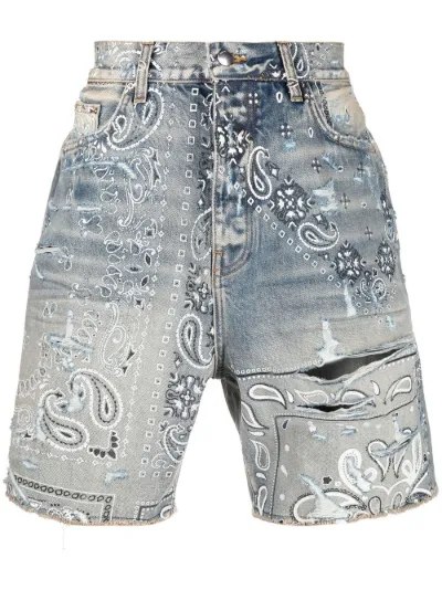 Printed store denim shorts