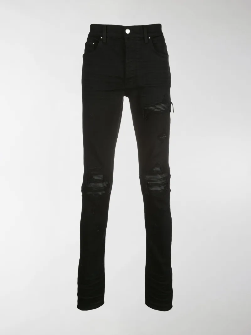 amiri mx1 leather patch jean black