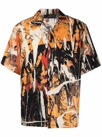 paint-splatter bowling shirt | AMIRI 