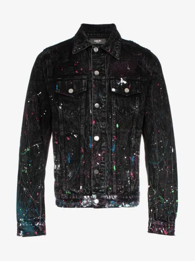 off white paint splatter denim jacket