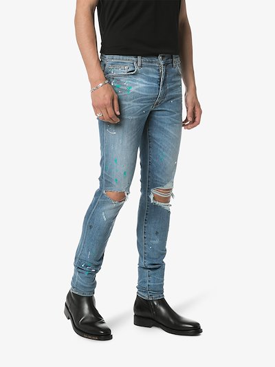 paint splatter slim fit jeans