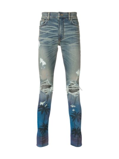 Purple Brand Palm tree-print low-rise Skinny Jeans - Farfetch