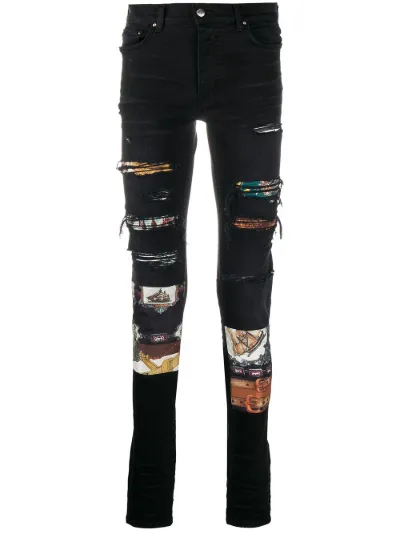 scarf patch detail skinny jeans | AMIRI 