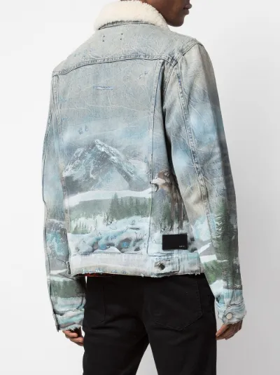 AMIRI shearling airbrush trucker jacket 