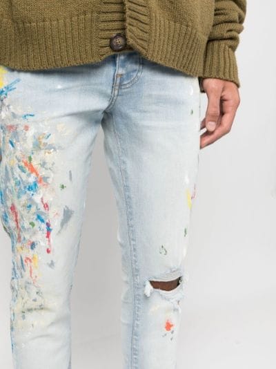 Amiri Men's Paint Drop Logo Skinny Jeans