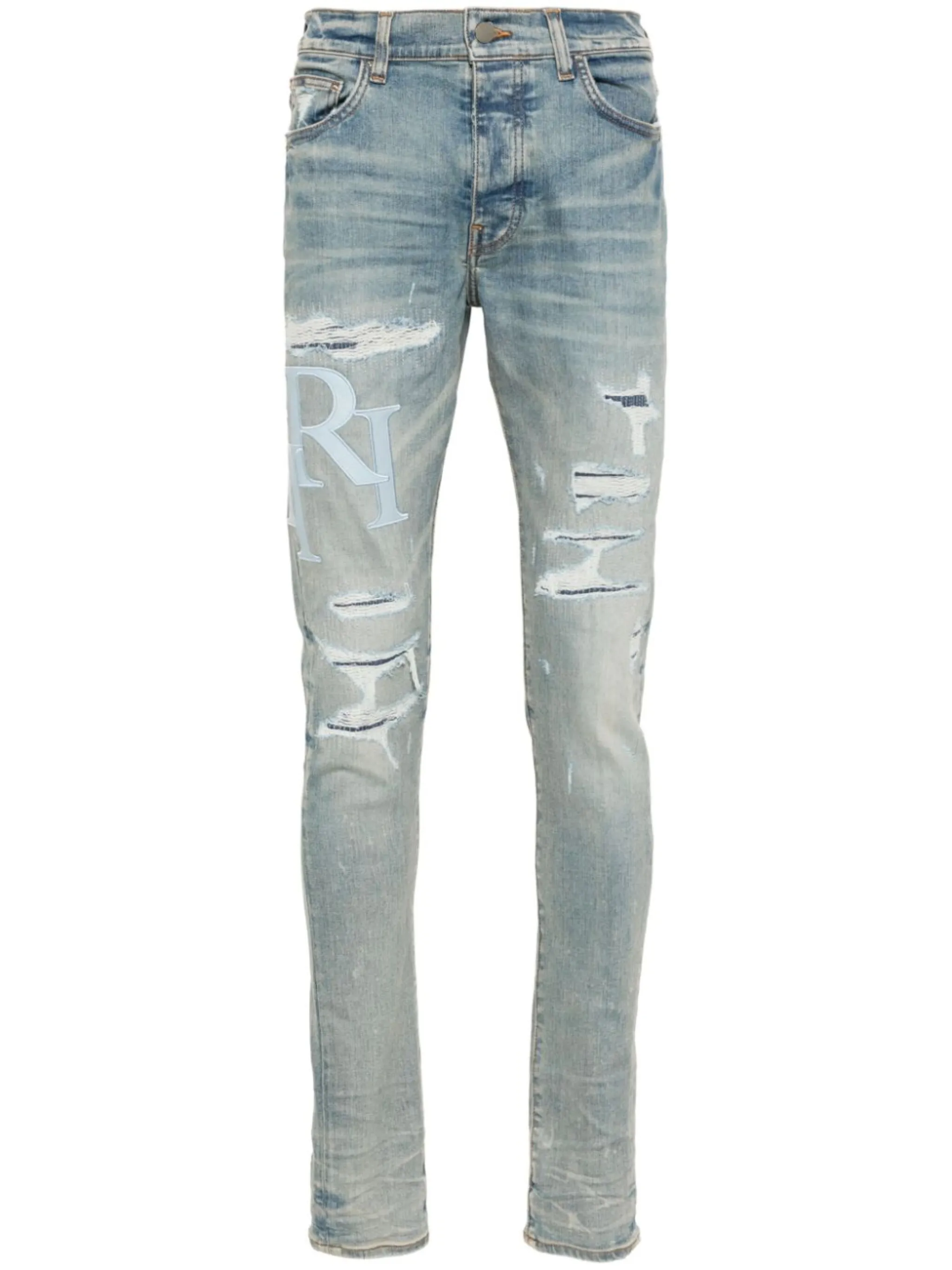 AMIRI staggered-logo skinny jeans | Eraldo.com PN