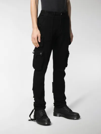 slim fit black cargo trousers