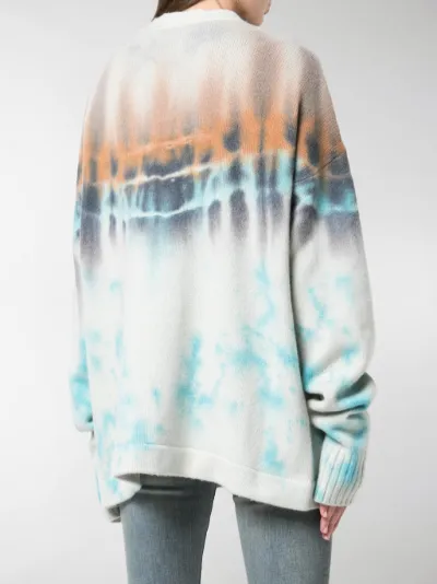 amiri tie dye cashmere cardigan