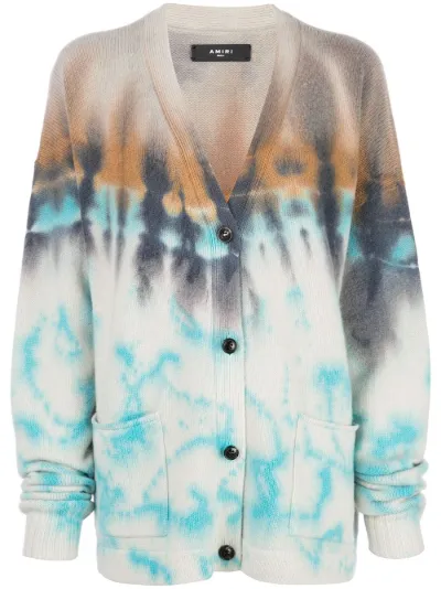 amiri tie dye cashmere cardigan