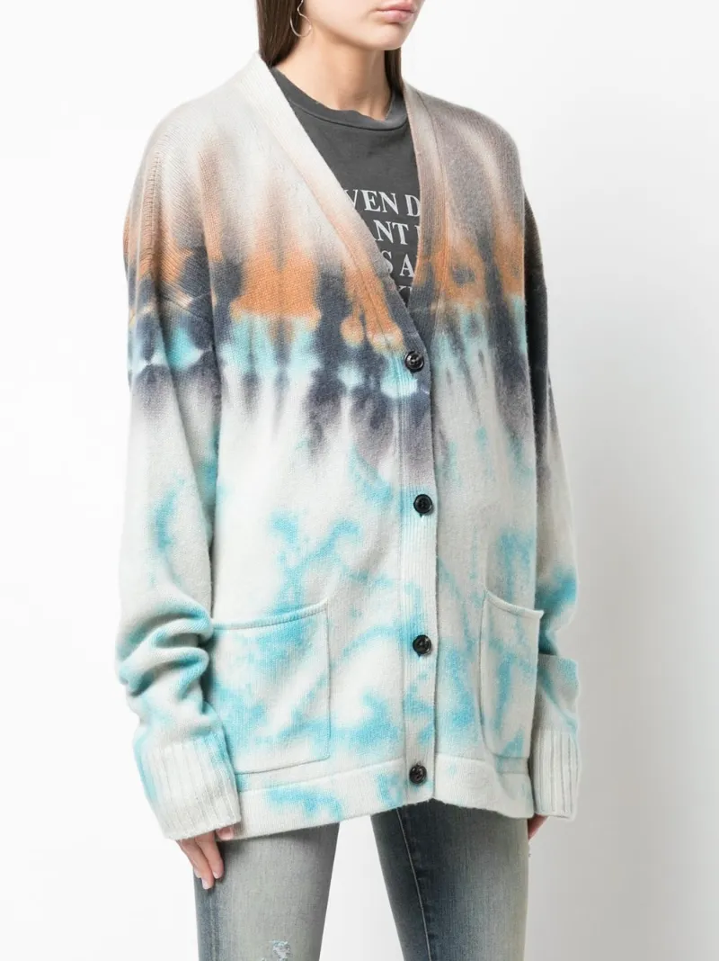 amiri tie dye cashmere cardigan