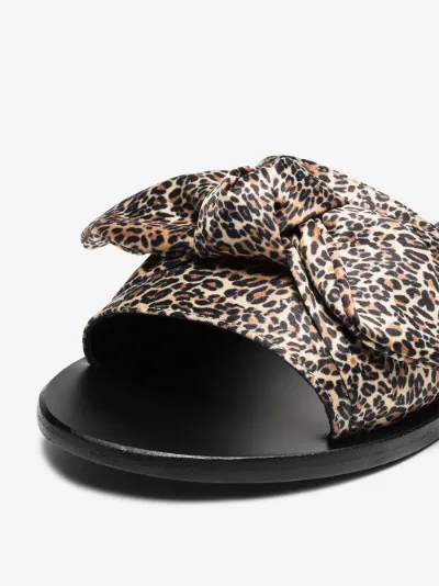 brown Taygete leopard print satin bow slides展示图