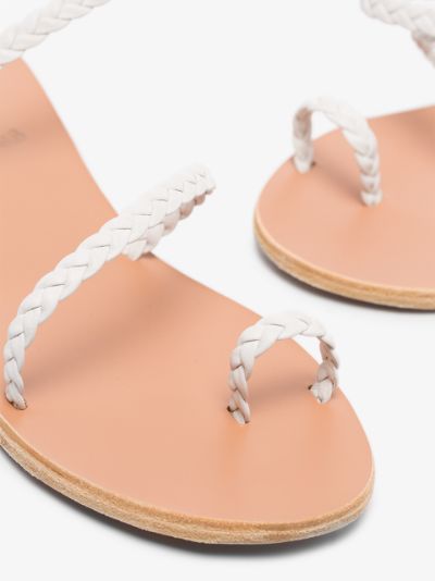 white braided flip flops