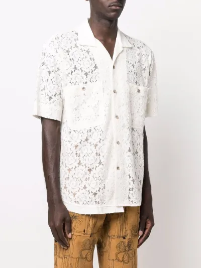 lace-detail short-sleeved shirt 