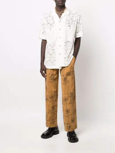 lace-detail short-sleeved shirt 