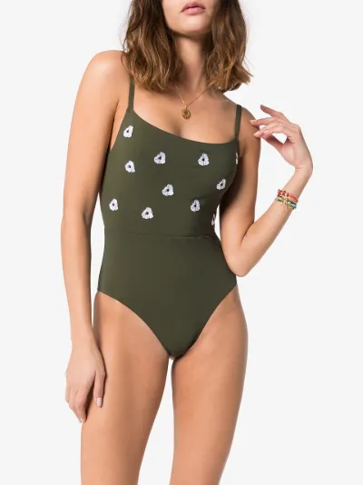 flower embroidered swimsuit