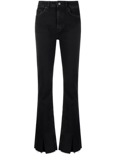 Anine Bing retailer Roxanne Flared Frayed Split Hem Jeans in Black Button Fly Size 27