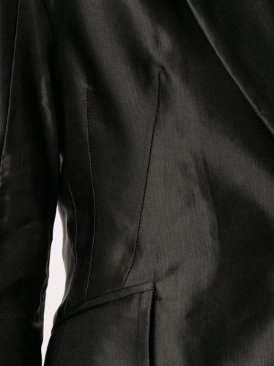 Ann Demeulemeester black leather jacket with asymmetric button