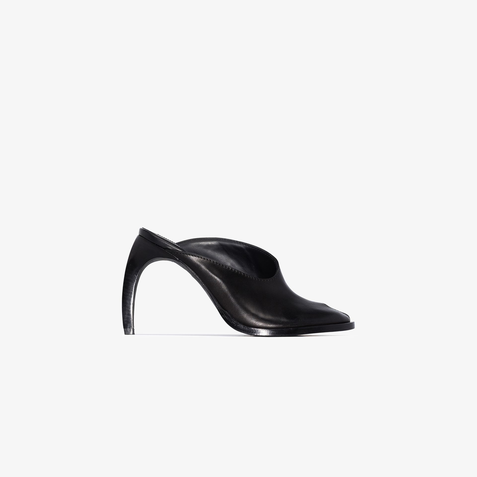 black leather mules heel