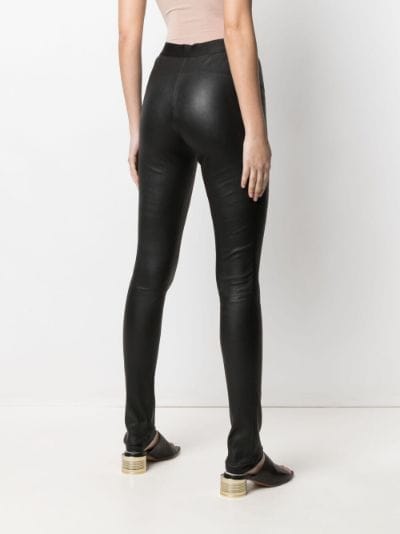 Womens Leather Look Split Hem Skinny Trousers  Boohoo UK