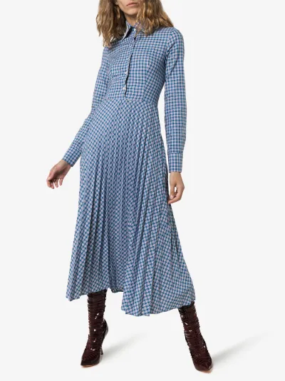pleated midi shirt dress