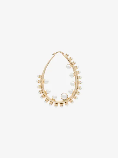 gold plated pearl hoop earrings展示图