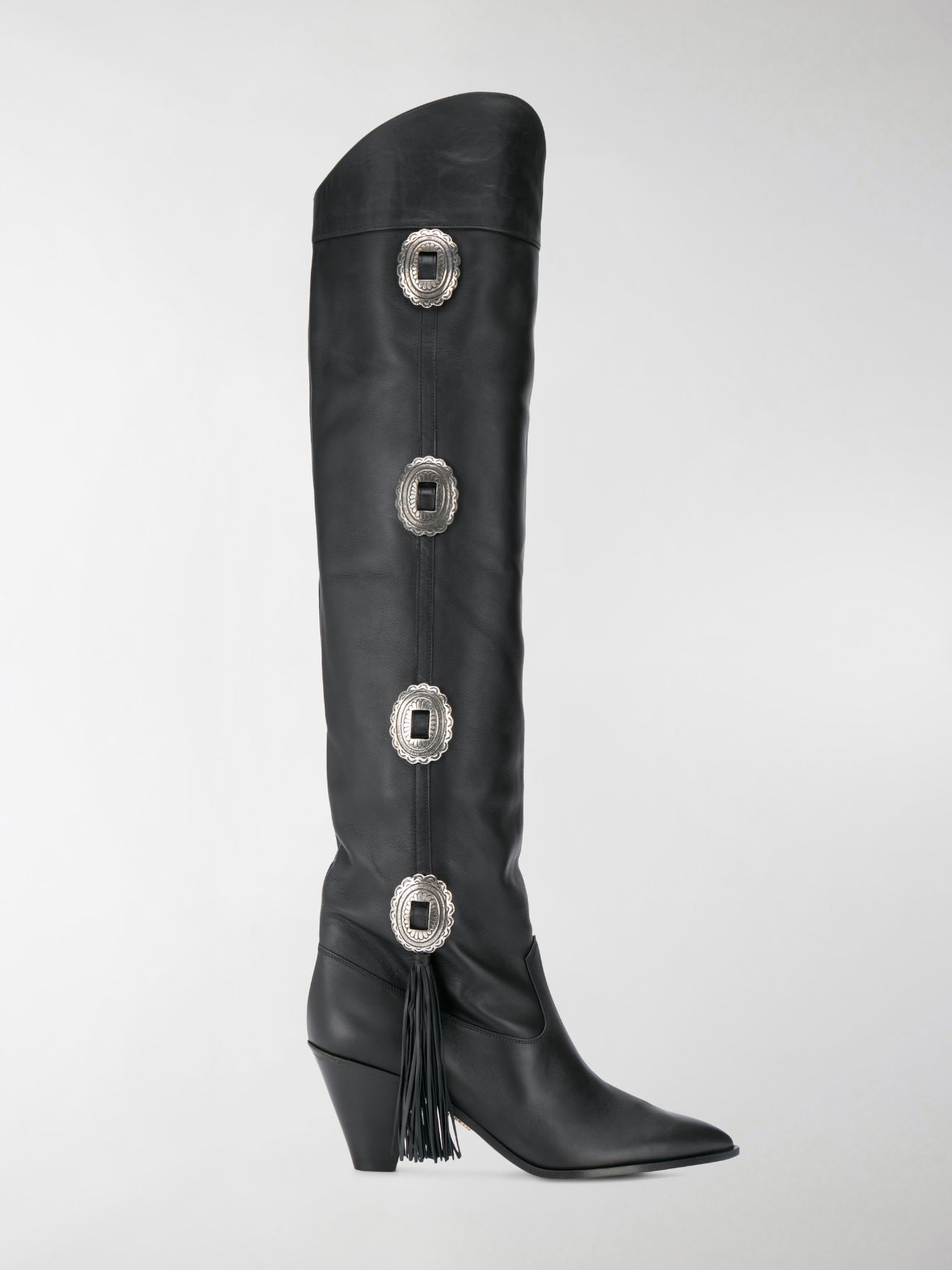 West 70 knee-high studded leather boots 