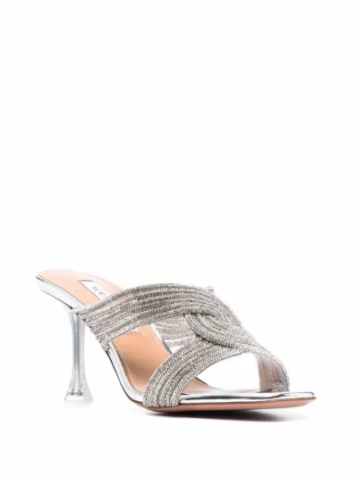 silver high heel mules