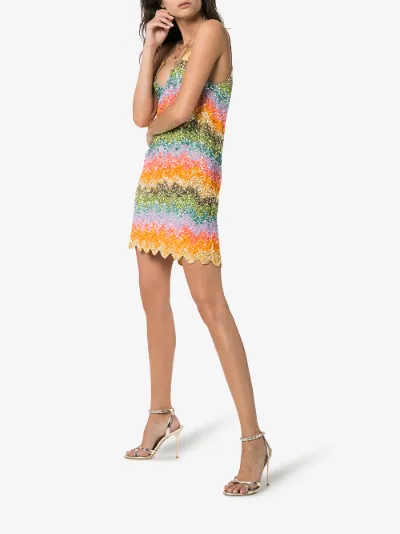 rainbow sequin embellished slip dress展示图