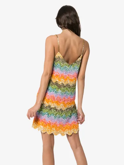 rainbow sequin embellished slip dress展示图