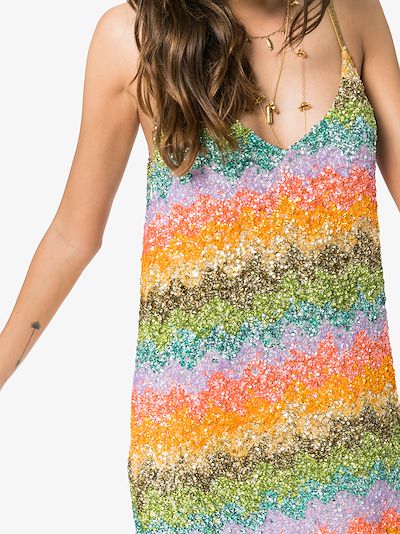 rainbow sequin embellished slip dress展示图